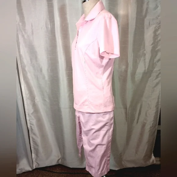 Nike Golf Polo Shirt, Women, Pink, Collar,V1/4 Button, Stretch, Logo, M 8-10 - Picture 3 of 10